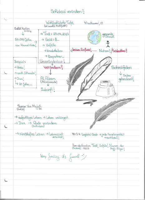 Handschriftliche Notiz: Kann sich das Schicksal verändern?