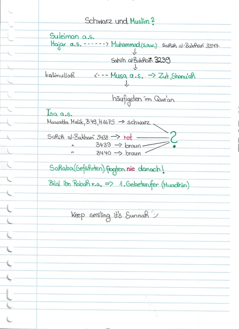 Handschriftliche Notiz: Schwarz und Muslim?