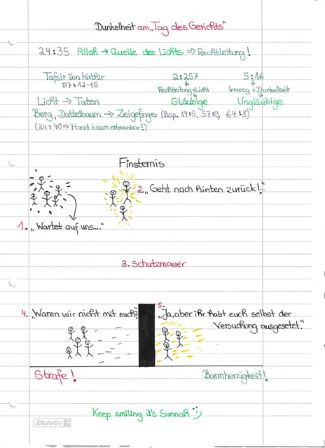 Handschriftliche Notiz: Dunkelheit am Tag des Gerichts