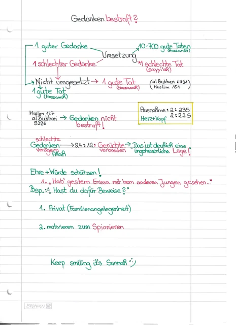 Handschriftliche Notiz: Werden Gedanken bestraft?