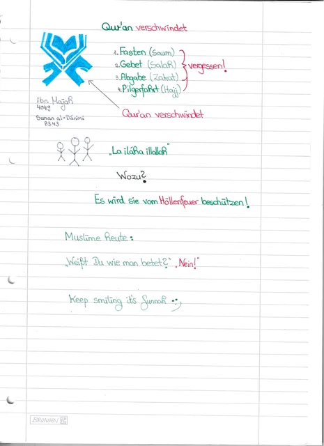 Handschriftliche Notiz: Wenn der Quran verschwindet