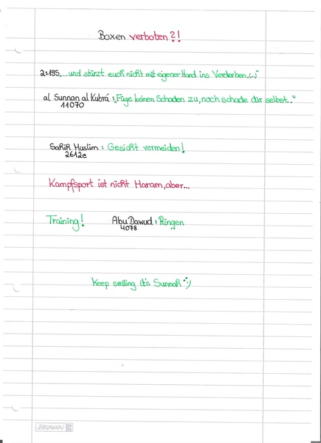 Handschriftliche Notiz: Boxen verboten?
